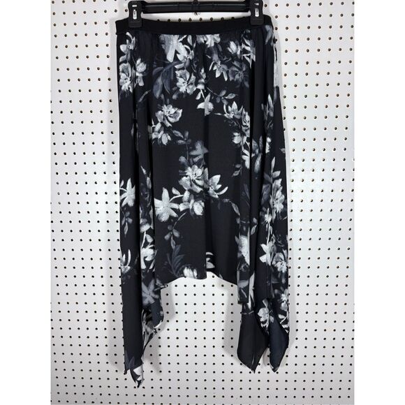 BCBG Max Azria Floral Silhouette Handkerchief Midi Skirt size M - Picture 2 of 6